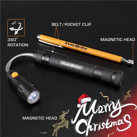 2-Pc sMagnetic Pick Up Tool Set, 360 Swivel Extensible Magnet Tool w/ LED Light - Picture 2 of 6